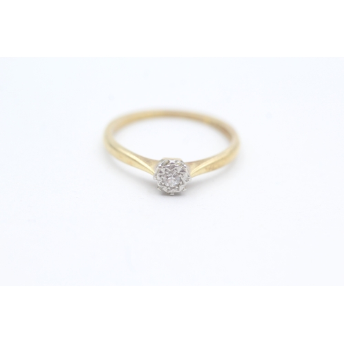 109 - 18ct gold and platinum vintage diamond solitaire dress ring (2g) Size  M