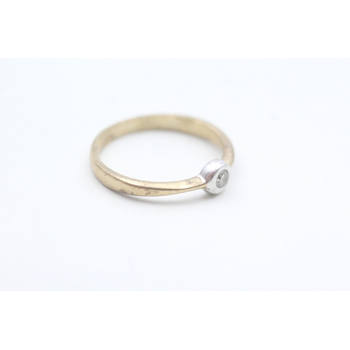 111 - 9ct gold diamond solitaire ring (1.9g) Size  N