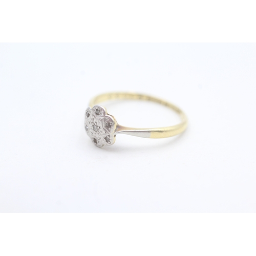 116 - 18ct gold and platinum vintage diamond floral design dress ring (1.7g) Size  M