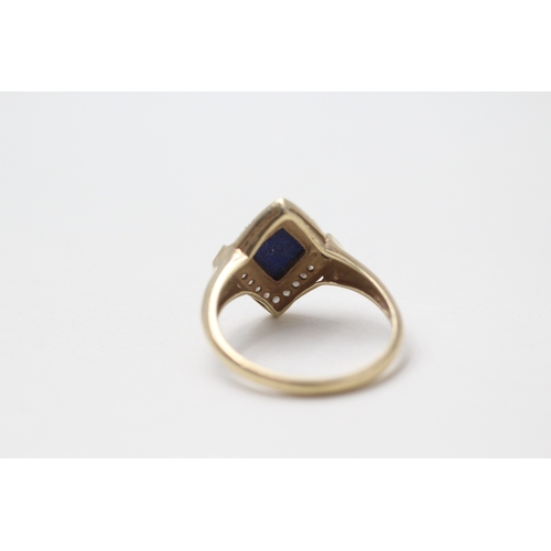 14 - 9ct gold diamond and lapis ring (2.9g) Size  R