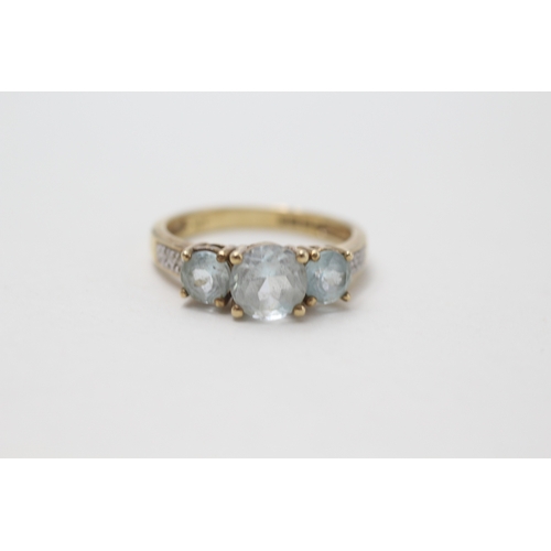 27 - 9ct gold blue topaz & diamond dress ring (3.4g) Size  Q