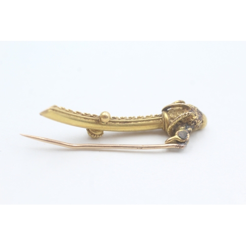 3 - 18ct gold rams head pin brooch (4.4g)