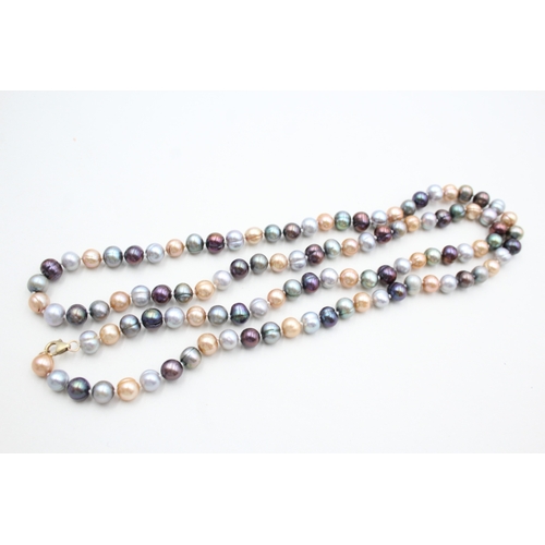 42 - 10ct gold cultured pearl clasped necklace (75.7g)