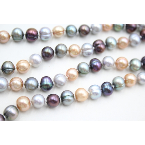 42 - 10ct gold cultured pearl clasped necklace (75.7g)