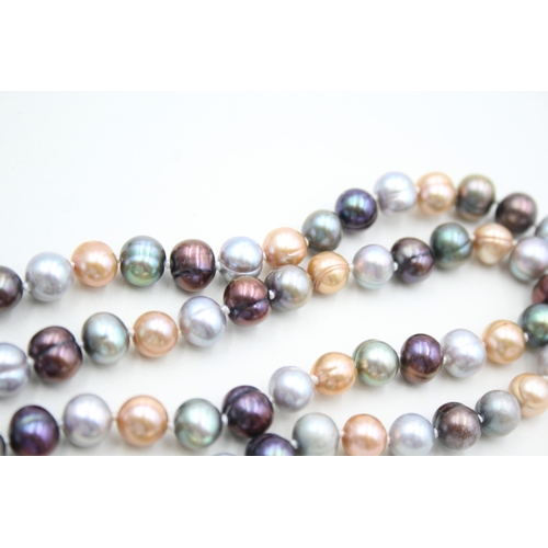 42 - 10ct gold cultured pearl clasped necklace (75.7g)