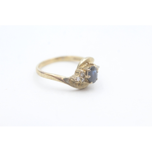 53 - 9ct gold vintage sapphire & diamond dress ring (2.7g) Size O