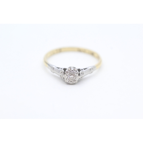 85 - 18ct gold and platinum diamond solitaire dress ring (2g) Size  O 1/2