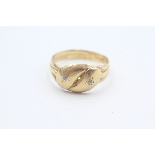 87 - 18ct gold diamond eyed snake ring (3.7g) AS SEEN - MISSHAPEN