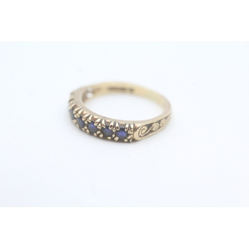 99 - 9ct gold vintage sapphire half eternity ring (2.1g) Size  K