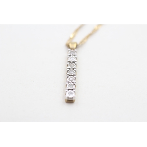 109 - 9ct gold and diamond pendant on chain (3.2g)