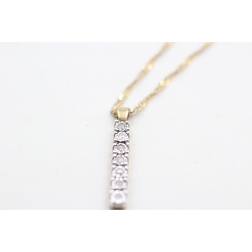 109 - 9ct gold and diamond pendant on chain (3.2g)