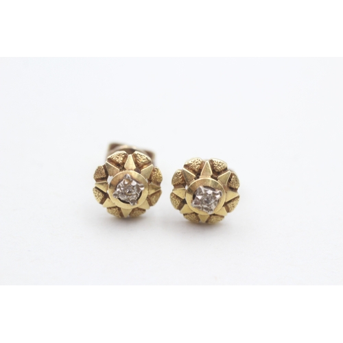 16 - 14ct gold diamond stud earrings (3.4g)