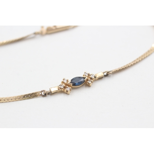 27 - 14ct gold necklace with sapphire and diamonds (2.4g)