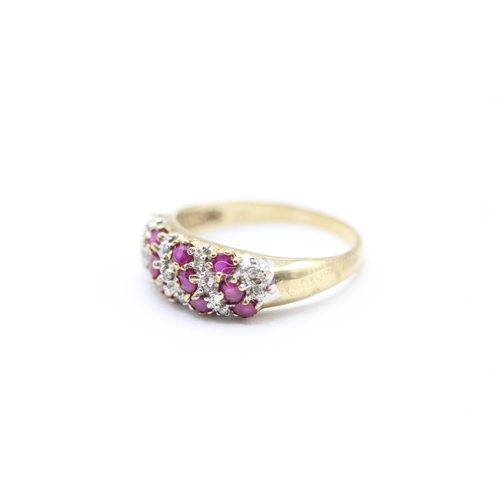 32 - 9ct gold ruby and diamond ring (2.4g) Size M