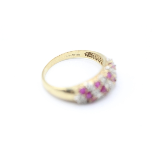 32 - 9ct gold ruby and diamond ring (2.4g) Size M