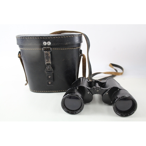 346 - Carl Zeiss Jena T D.F. 7x50 Military Binoculars Working w/ Swastika & Eagle