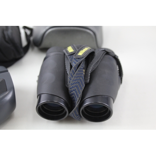 354 - Nikon Travelite V 12x25 & Olympus PC III 7x21 Compact Binoculars Working x 2