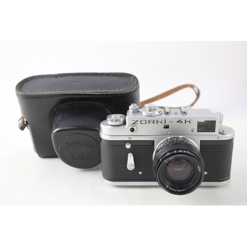 357 - Zorki 4K Rangefinder Film Camera Made in USSR Working w/ Jupiter 8 50mm F/2 Lens