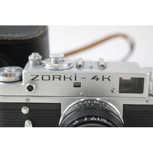 357 - Zorki 4K Rangefinder Film Camera Made in USSR Working w/ Jupiter 8 50mm F/2 Lens