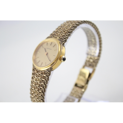 362 - Women's Vintage Certina 925 Silver Bracelet Gold Tone Watch Hand-Wind WATCH RUNS