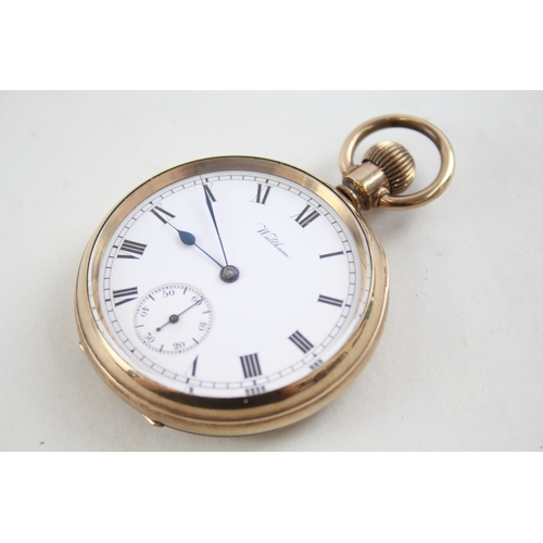 377 - Vintage Elgin Rolled Gold Open Face Pocket Watch Hand-Wind  WATCH RUNS