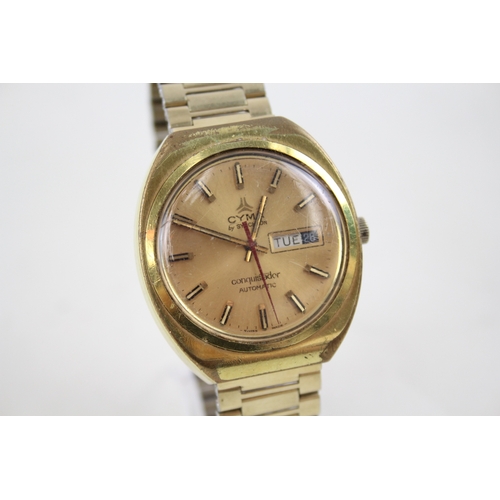 380 - Vintage CYMA Conquistador Gold Tone Watch Automatic  WATCH RUNS