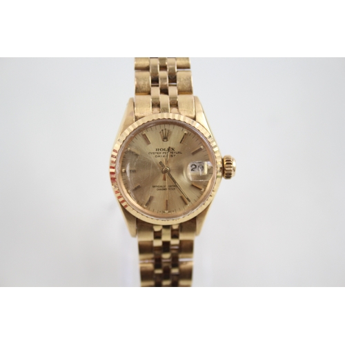 381 - Women's Rolex Datejust 18ct Gold Watch Ref 6517 With Rolex Box Automatic  WATCH RUNS