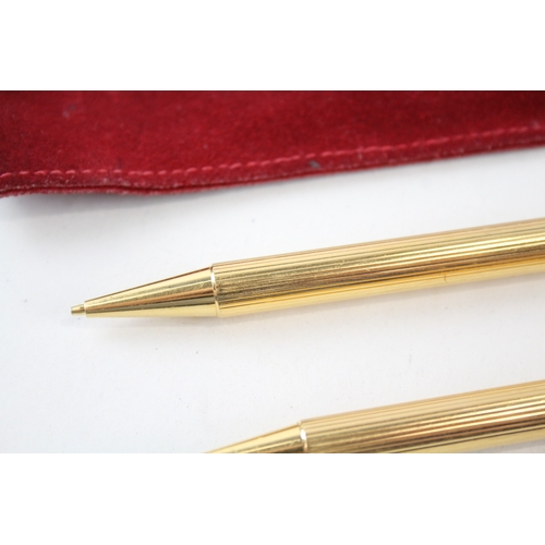 389 - Vintage Cartier Gold Plated Ballpoint Pen & Mechanical Pencil (54g)