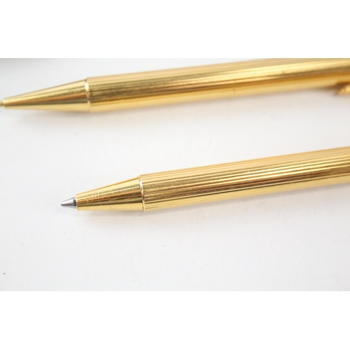 389 - Vintage Cartier Gold Plated Ballpoint Pen & Mechanical Pencil (54g)