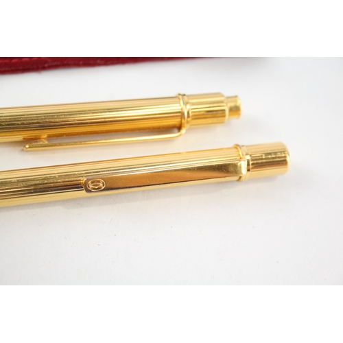 389 - Vintage Cartier Gold Plated Ballpoint Pen & Mechanical Pencil (54g)