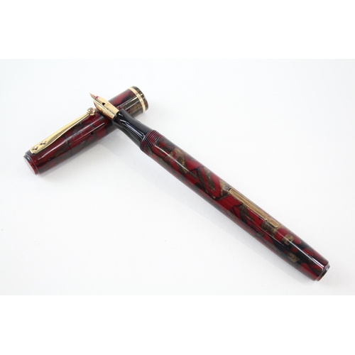 394 - Vintage Waterman Ideal Burgundy Lacquer Fountain Pen w/ 14ct Gold Nib WRITING