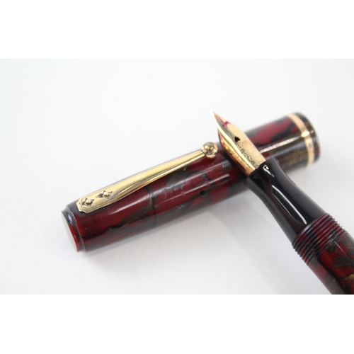 394 - Vintage Waterman Ideal Burgundy Lacquer Fountain Pen w/ 14ct Gold Nib WRITING