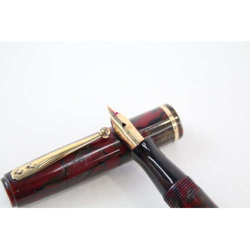 394 - Vintage Waterman Ideal Burgundy Lacquer Fountain Pen w/ 14ct Gold Nib WRITING