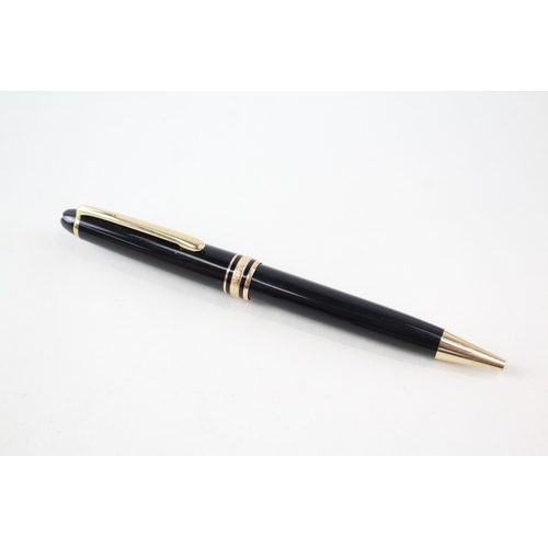 398 - Montblanc Meisterstuck Black Ballpoint Pen / Biro WRITING Gold Plate Banding