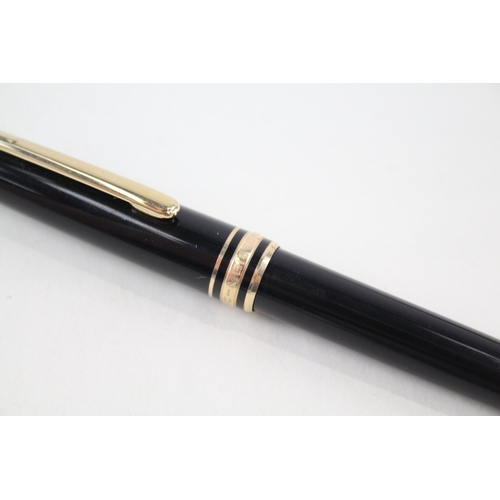 398 - Montblanc Meisterstuck Black Ballpoint Pen / Biro WRITING Gold Plate Banding