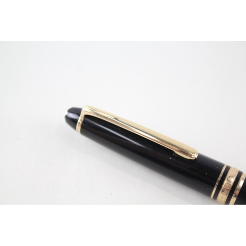 398 - Montblanc Meisterstuck Black Ballpoint Pen / Biro WRITING Gold Plate Banding