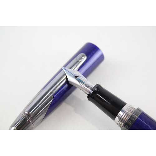 399 - Alfred DUNHILL Blue Lacquer Fountain Pen w/ 18ct White Gold Nib, Ballpoint Etc