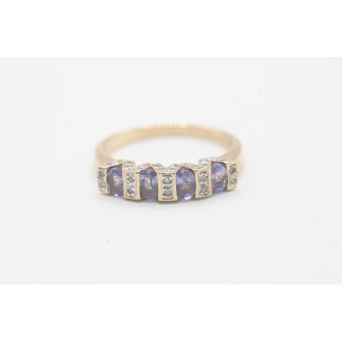 42 - 9ct gold tanzanite & diamond ring (3.4g) Size P