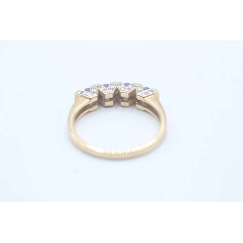 42 - 9ct gold tanzanite & diamond ring (3.4g) Size P