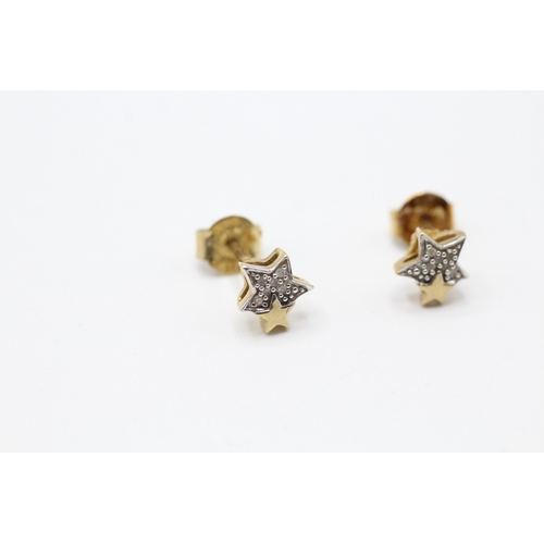 58 - 9ct gold diamond star stud earrings (1g)