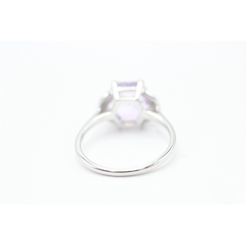 60 - 9ct gold amethyst and diamond ring (2.3g) Size L 1/2