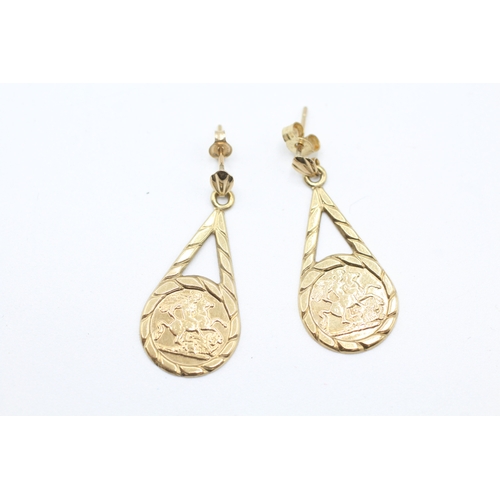 68 - 9ct gold drop earrings (0.8g)