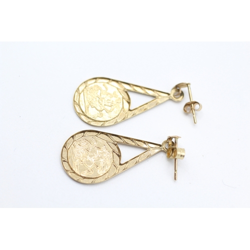 68 - 9ct gold drop earrings (0.8g)