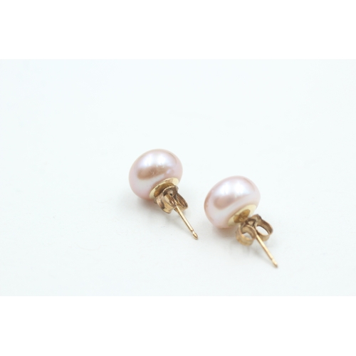 80 - 14ct gold cultured pearl stud earrings (2g)