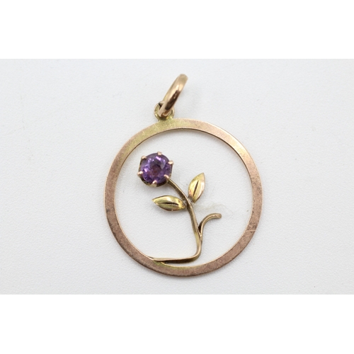 82 - 9ct gold and amethyst pendant (0.9g)