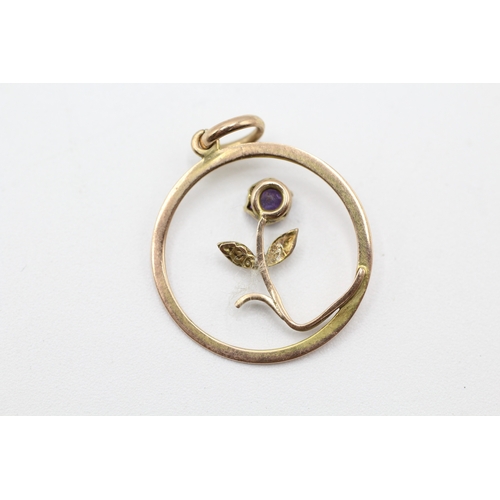 82 - 9ct gold and amethyst pendant (0.9g)