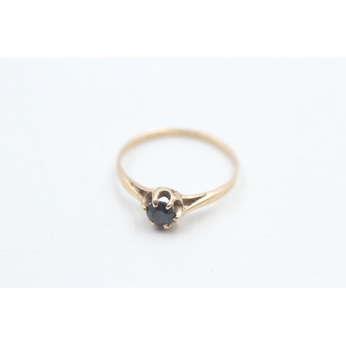 9 - 9ct gold vintage sapphire solitaire ring (1.3g) Size P 1/2