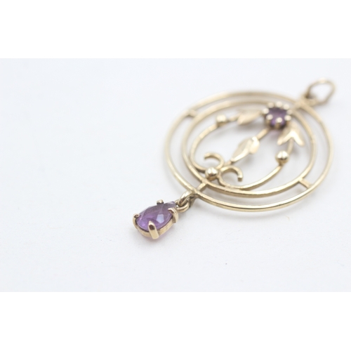 92 - 9ct gold vintage amethyst pendant (2.1g)