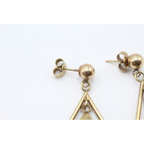 57 - 9ct gold drop stud earrings (2g)