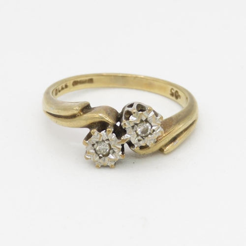 132 - 9ct gold and diamond ring (2.3g) Size  K 1/2